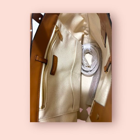 Michael Kors Marie Medium Cage Tote Bag Canvas‎ Leather Stripes - Picture 6 of 10